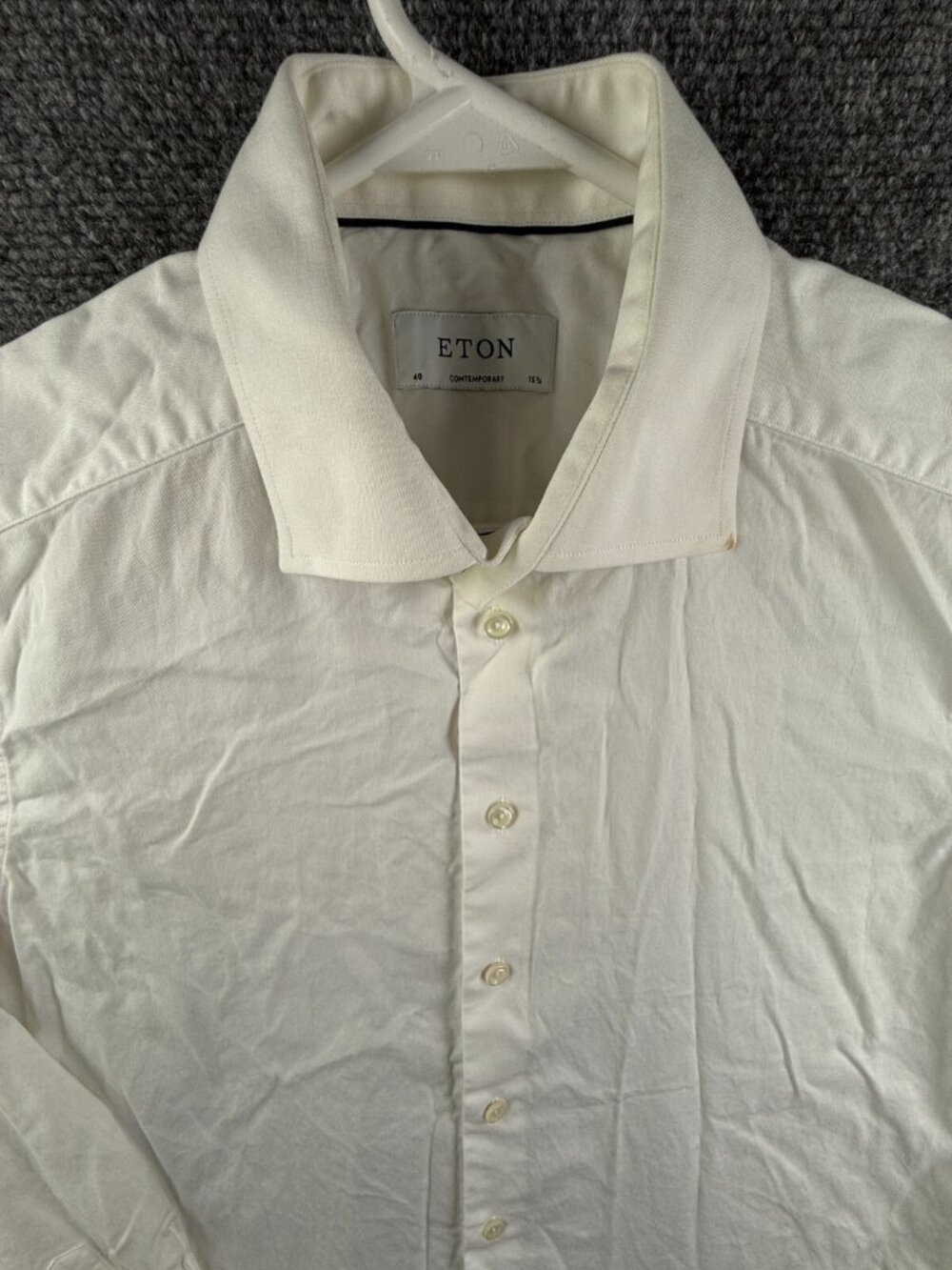 Eton Long Sleeve Button Up White Contemporary Size 40 Cotton Signature Twill ***